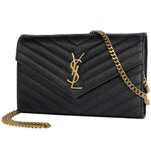 Yves Saint Laurent Cassandra Classic Chain Wallet 2-Way Shoulder Bag Leather ...
